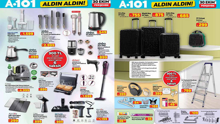 A101 AKTÜEL ÜRÜNLER KATALOĞU 30 EKİM 2025 || A101 Aldın Aldın afiş ürünleri neler? A101 broşürü ile buharlı kırışık giderici, kahve baharat öğütücü, dikey süpürge getiriyor